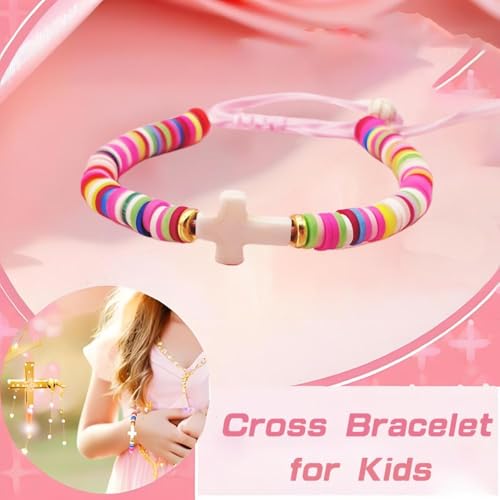 Baptism Gifts Cross Bracelet for Girl, First Communion Confirmation Bless Gifts for Teenage Girls Boys, Kindergarten Preschool Graduation Christening Gift for Daughter Granddaughter Godchild