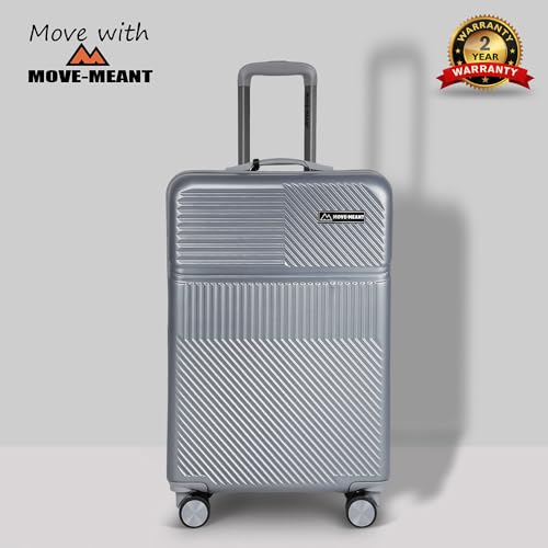 Image of Move-Meant VoyageWare Small Cabin Suitcase 55 Cm 8 Wheels Number Lock Poly Carbonat Silver Trolley Bag for Men & Women | 360 Degree Wheeling System Luggage | Trolley Bags for Travel