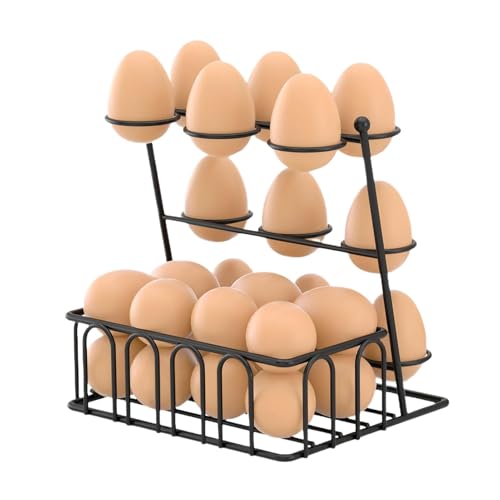 Soporte para huevos frescos y organizador de cesta de metal para encimera 2