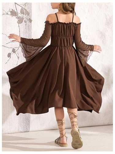 Verdusa Tween Girls Dress Ruffle Lace Up Corset Dress Flare Sleeve Asymmetrical Long Flowy Dresses2
