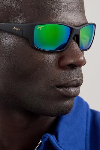 Maui Jim GM810-27M Men'S Local Kine Polarized Wrap Sunglasses, Black/Tran Green/Lt Trans Grey/Mauigreen® thumb #2