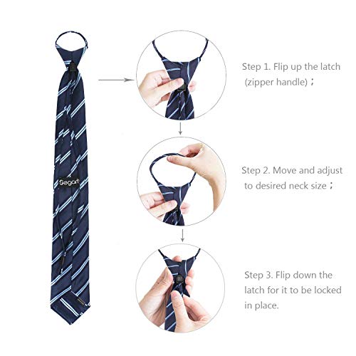 Segarty Zipper Ties For Men, 14Pcs 18" Normal Skinny Easy Tie, Solid Silk Mens Pre Tied Necktie Set #TOP3