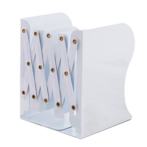 Jiari Book Organizer Book Ends White Decorative Metal Iron Bookends Holder Stand Desk Nonskid Adjustable Bookend (White) #TOP5