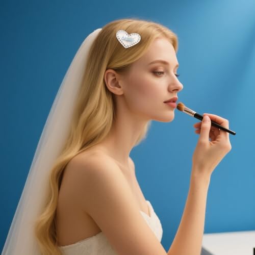 Pinza para cabello novia con brillo y diseño corazón miniatura 4