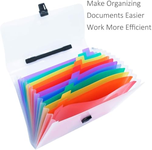 Image of Expandable A4 File Folder Organizer | Document Storage Bag with Multiple Pockets | Durable Multicolour Case for Office, School, Bank, Hospital & Home Use (13 Pocket Rainbow File)