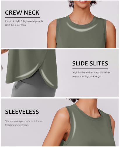 Image of PINSPARK Workout Tank Tops Woman Ice Silk UPF 50+ Athletic Yoga Shirts