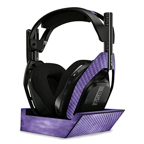 Image of MightySkins Carbon Fiber Skin Compatible with Astro A50 Wireless Headphones + Base Station (Gen 4) - Purple Airbrush | Protective, Durable Textured Carbon Fiber Finish | Easy to Apply