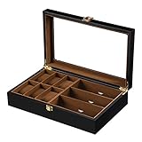 Der klare Glasdeckel schützt Ihre Uhren und Sonnenbrillen vor Staub und bietet Ihnen einen freien Blick auf den Innenschmuck