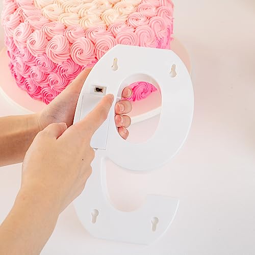 Image of Restaurantware Illumify 7.1 x 1.2 x 8.7 Inch Light Up Number 1 Durable Marquee LED Light - Number 9 Touchproof White Plastic Party Light Keyhole Slot For Parties Weddings Or Special Events