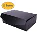 PACKHOME Large Gift Boxes Rectangular 14x9.5x4.5 Inches Bridesmaid Proposal Boxes, Sturdy Storage Boxes, Collapsible Gift Boxes with Magnetic Closure (Glossy Black with Embossing, 5 Boxes)