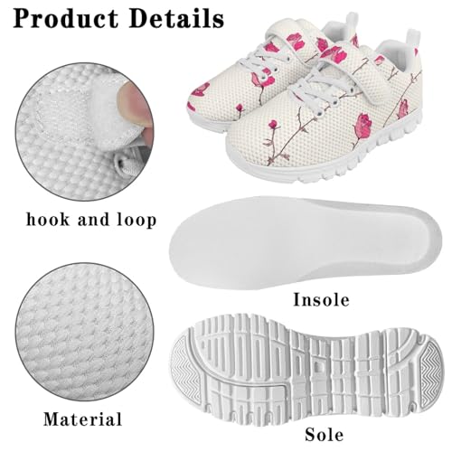 Black Tennis Gym Shoes with Hook and Loops Safe Walking Bowling Shoes Lace Up Flexible Girls Kids White Sneakers4