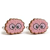 Brain W/Glasses Earrings for Women - Handmade Wood Shaped Studs,Valentines Day Gift for Wife Mom Girlfriend Sister,Smart Brain Jewelry Gifts for Her,Easter Basket,Birthday Mothers Day Present