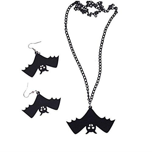 Preisvergleich Produktbild TIZIKJ Damen Halskette Fashion Dark Elf Bat Halskette Ohrring Schmuck Zubehör