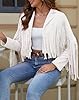 Womens Casual Faux Leather Jacket Fringe Tops Tass... #3