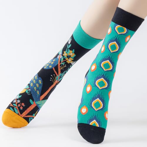 Image of 2 Pairs Cartoon Animal Crew Socks Fun Cotton Mid Calf Socks for Women