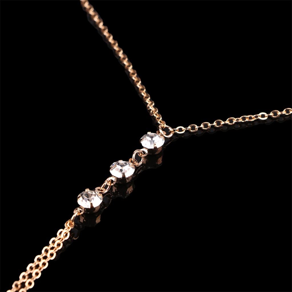 Taille Kette Damen Accessoires Bikini Crossover Taille Bauch Harness Halskette Strand Geschirr Anhänger Halskette Körperschmuck Frau (Silber One Size) (Gold One Size)