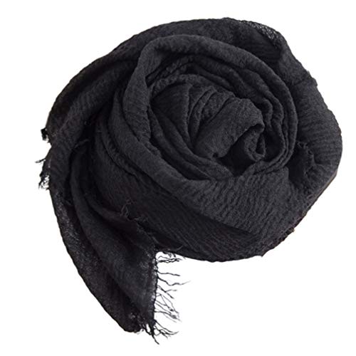 Cachecol de linho de algodão turbante, xale muçulmano, cachecol de linho, cachecol de pescoço para v
