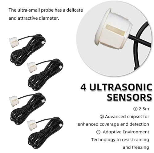 Image of LCD Parking Sensor Kit - Displays Data on Original Screen, Easy Rear Installation, Compatible with CVBS Cameras (Not for AHD), 18 Probe Colors to Match Any Vehicle(White)