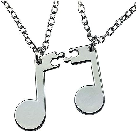 Art Attack BFF Music Note Necklace, Made from Brass & Silver Plated, Gift For Best Friends, Student Graduation, Jazz Rock Pop Marching Band Club image 4