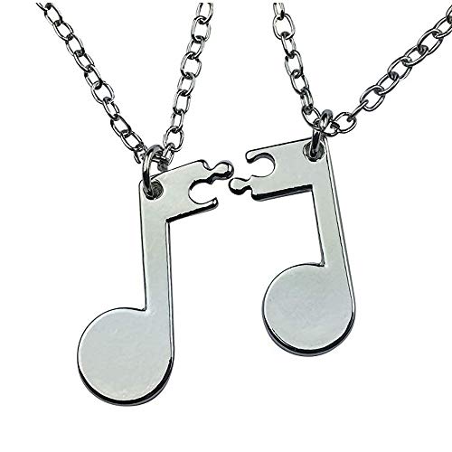 Art Attack Bff Music Note Necklace, Made From Brass & Silver Plated, Gift For Best Friends, Student Graduation, Jazz Rock Pop Marching Band Club #TOP20