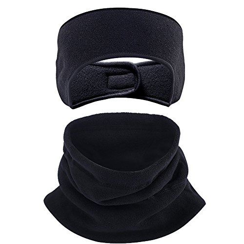 Fleece Ear Warmers Headband Fleece Neck Warmer Set Ear Muffs Neck Gaiter Tube for Men Women, Stay Warm & Cozy with our Thermal Polar Fleece & Performance Stretch,Perfect for Sports & Dail (2 pcs)