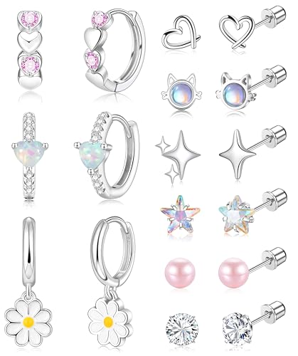 Surgical Stainless Steel Earrings for Girls Women Hypoallergenic Screw Back Earrings for Kids Jewelry Sensitive Ears