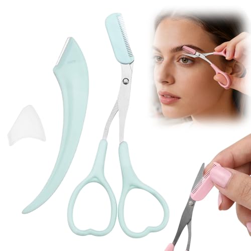 OFY 2-in-1 Professional Eyebrow Scissors with Comb (Green)
