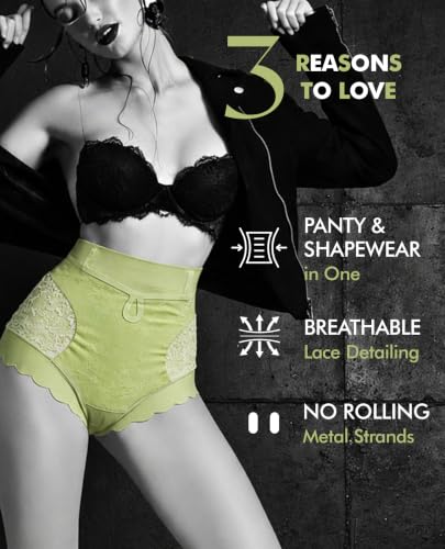 Image of PINQ POLKA Tummy Tucker High Waist Shaper Brief Panty Women, Underneath Belly Fat Control Shapewear All Weather, Breathable Lace