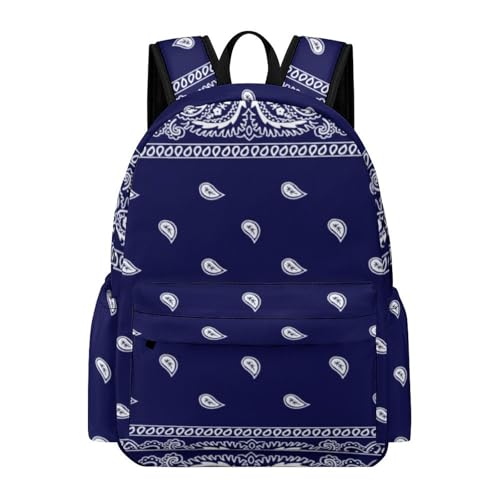 Bandana True Blue Classic And Stylish Large Capacity Portable Half Print Backpack