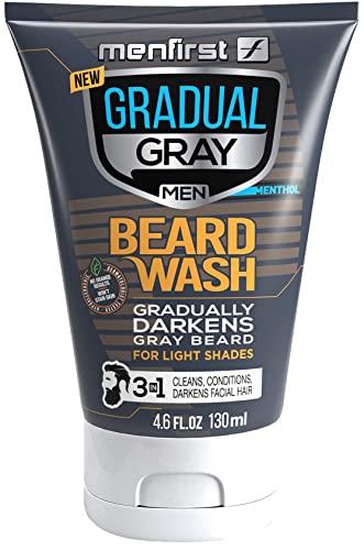 MENFIRST Gradual Gray Darkening Beard Wash Shampoo for Men Light Shades, Blonde and Light Brown, Gradually Reduce White Beard Color