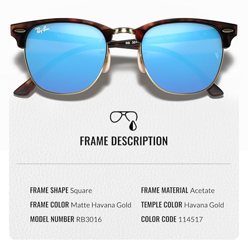 Ray-Ban RB3016 CLUBMASTER FLASH LENSES Square Shaped Sunglasses for Men & Women with Official RAYBAN Eyewear Kit3