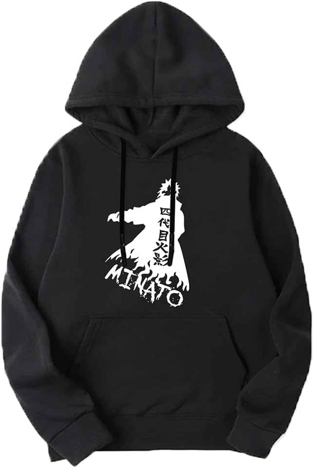 FASHION AND YOUTHLatest & Stylish Naruto Minato Anime Design Printed Unisex Hoodie | Pullover Sweatshirts for Men & Women Black