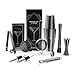 Navaris Kit para Hacer cócteles Profesional - Juego Completo de 11 Piezas de coctelería con coctelera medidor Pinza Cuchara colador - en Gris Oscuro
