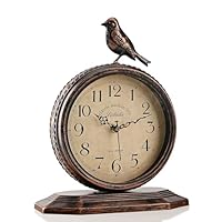 Auafanzy 8 Inch Antique Mantel Clocks For Living Room, Retro Table Metal Silent Clocks For 2