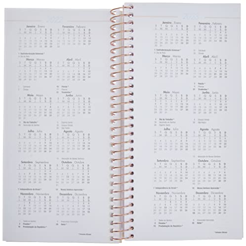 Planner Espiral 11,9 x 24 cm Soho 90 Grande 2022 - Estampa Poá grande fundo rosa e new dreams - Tili