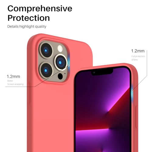 ORNARTO Compatible with iPhone 13 Pro Case 6.1, Slim Liquid Silicone 3 Layers Full Covered Soft Gel Rubber Case Cover 6.1 inch-Pink Pomelo by ORNARTO - Image 4