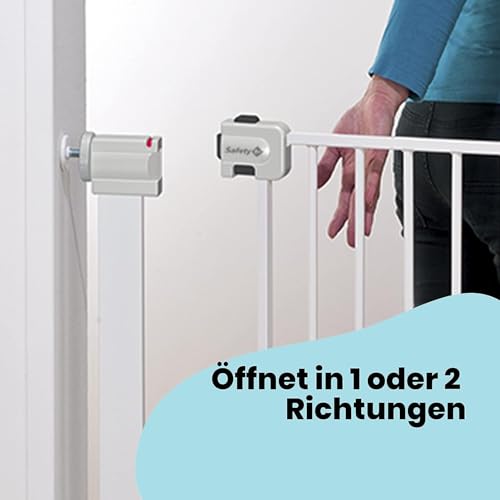Safety 1st Easy Close Extra Tall Metal Gate,Treppenschutzgitter ohne Bohren, 73–80 cm (max. 94 cm erweiterbar), besonders hohes Gitter (91 cm), leicht schließbares Türschutzgitter, kein Bohren, Weiß