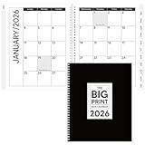 Fullhawl Big Print 2026 Date Calendar Daily Plan Organizer Large Print Calendar 2026 for People with Visually Impaired, Low Vision and Seniors(Black,Monochrome)