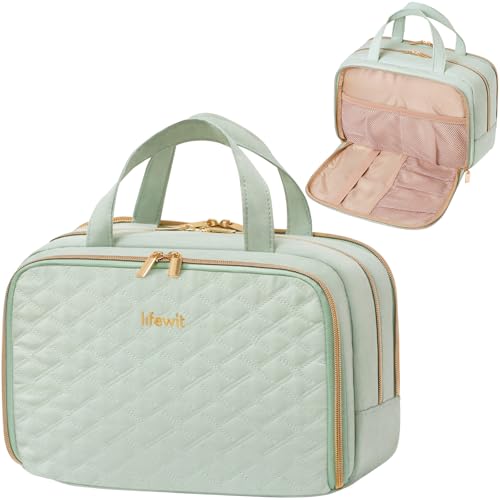Lifewit Neceser Viaje Portátiles para Mujer, Maquillaje Organizador para Artículos Aseo de Tamaño Completo, Bolsas Almacenamiento Multifuncional, Bolsa Cosméticos de Esenciales Viajar, L, Verde Menta