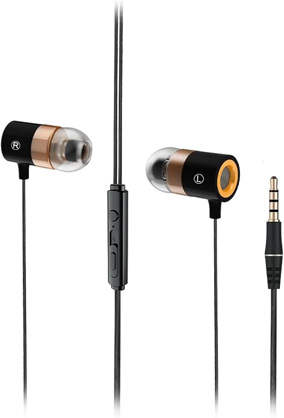 Lecoo EH103 Wired 3.5mm Jack In-Ear Headset with Microphone - Noise Canceling Microphone, Sound Adjustment Panel, Sweat Resistant, Universal Compatibility, Sports Business In-Ear Headphone Black