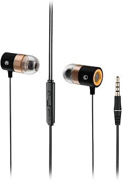 Lecoo EH103 Wired 3.5mm Jack In-Ear Headset with Microphone - Noise Canceling Microphone, Sound Adjustment Panel, Sweat Resistant, Universal Compatibility, Sports Business In-Ear Headphone Black