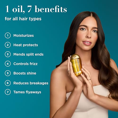 Image of OGX Renewing + Argan Oil of Morocco,Cold-Pressed Argan Oil for Hair Penetrating Treatment&Shine,Moisturizing&Strengthening Silky Oil for All Hair Types,Paraben &Sulfate Free,3.3 fl oz (Pack of 6)