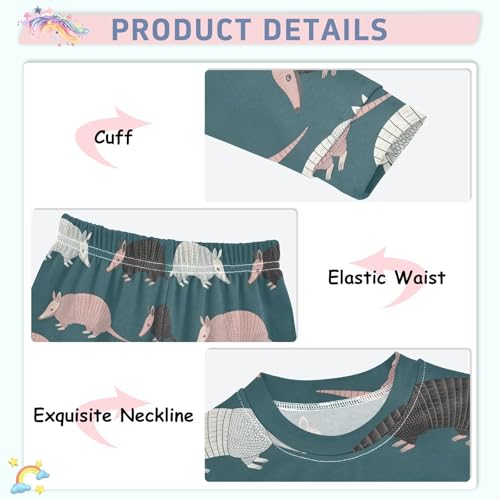 Pajama Sets Long Sleeve Armadillos Animals Soft Comfy Sleepwear 2 Piece PJS 3-8T4