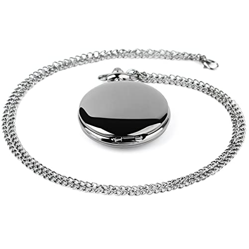 Reloj de bolsillo de pantera negra retro con esfera grande de cuarzo y cadena de collar 4