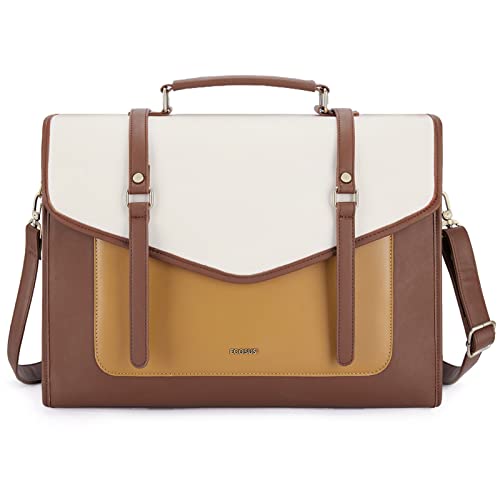 ECOSUSI Laptop Bag for Women 15.6 inch PU Leather Briefcase Large Computer Satchel Bag Professional Work Messenger Bag