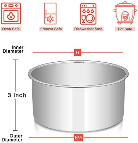 E-far 6 x 3 Inch Round Cake Pans, Stainless Steel Deep Cake Baking Pan Tin for Birthday Wedding Party Chiffon Cheesecake, Healthy Metal & Straight Side, Oven & Dishwasher Safe - Set of 2 - Thumbnail 5