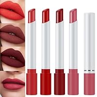 4Pcs Plumping Lipstick Set,Velvet Matte Lipstick,Long Lasting Waterproof Lipgloss,High Pigmented Plumping Lip Balm,Lip Gloss Set,Lip Kit with Lip Plumper,Nude Lipstick Sets(06)