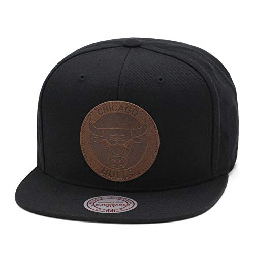 Mitchell & Ness Chicago Bulls Snapback Hat For Men - Black/Brown Leather - Basketball Cap For Men #TOP8