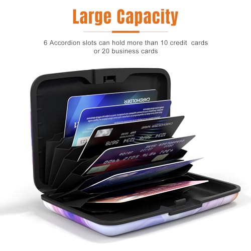 Image of Rimilak Aluminuml Credit Card Holder, Mini Credit Card Wallet RFID Blocking Slim Metal Hard Case for Women Men, Flow Mable