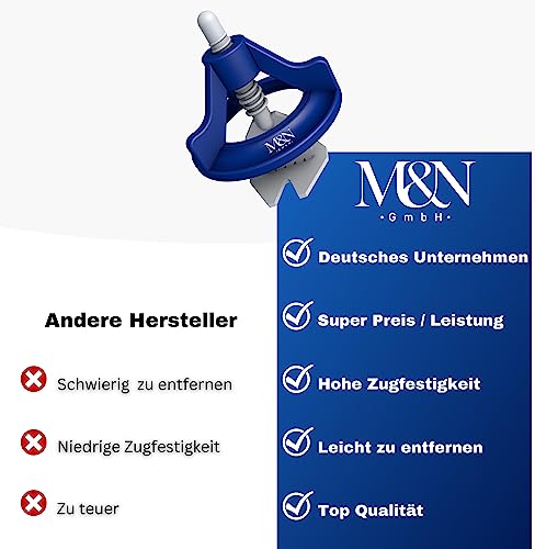 M&N Fliesen Nivelliersystem Set 1mm, 1,5mm, 2mm, 3mm Mega- Auswahl (100x 3mm Laschen, 50x Zughauben) - Fliesen-Verlegehilfe Werkzeug für Leien & Profi - Fliesenleger Fliesennivellierungssystem Zubehör